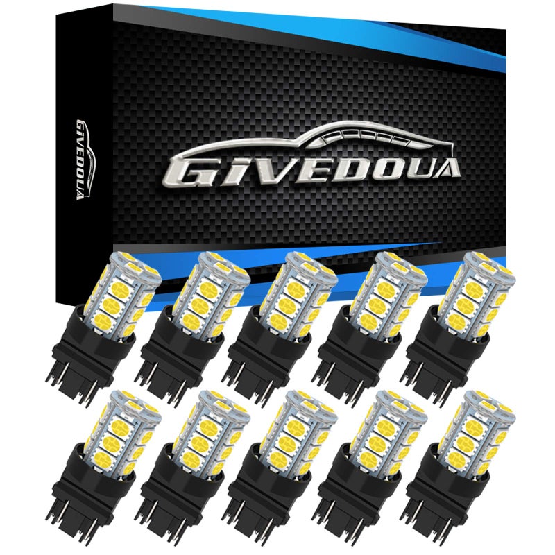 GIVEDOUA 3157 LED Car Bulb Super Bright 12V 3056 3156 3156A 3057 4057 3157 4157 T25 LED Car Bulbs for Brake Lights, Backup Reverse Lights,Pack of 10pcs - Image 1